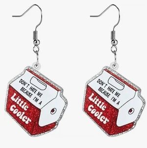 Novelty 'Little Cooler' Red Glitter Earrings